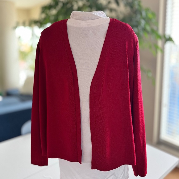 Cleo Petites Red Open-Front Cardigan L, easy professional polished office wear - Picture 1 of 6